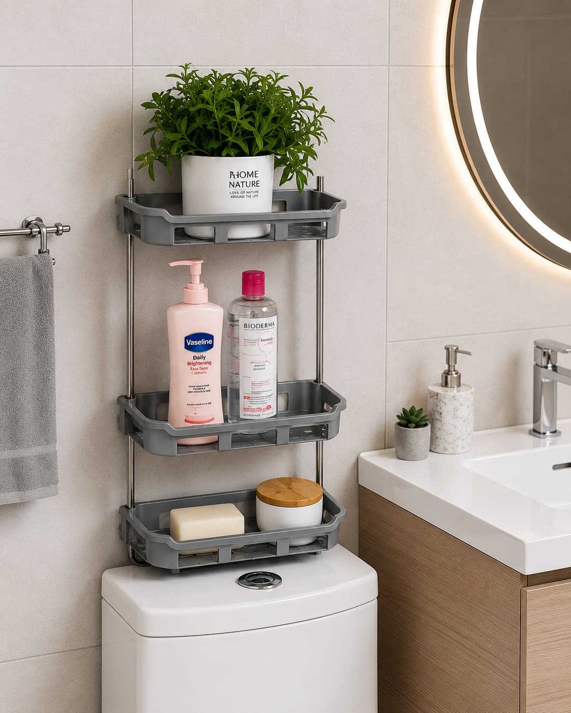 Organizador para baño sobre Inodoro