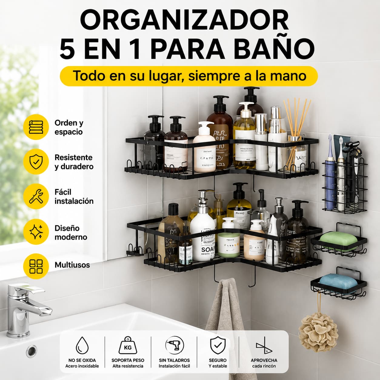 Organizador  5 en 1 para baño