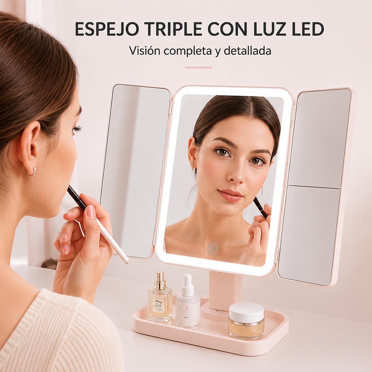 Espejo Triple con Luz Led