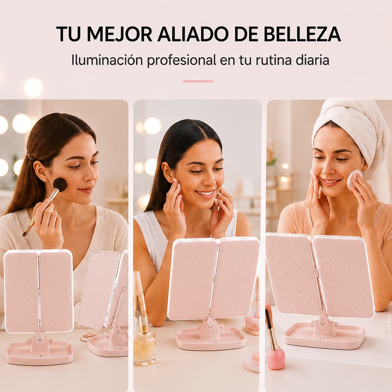 Espejo Triple con Luz Led