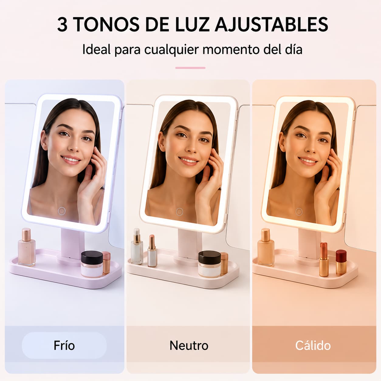 Espejo Triple con Luz Led